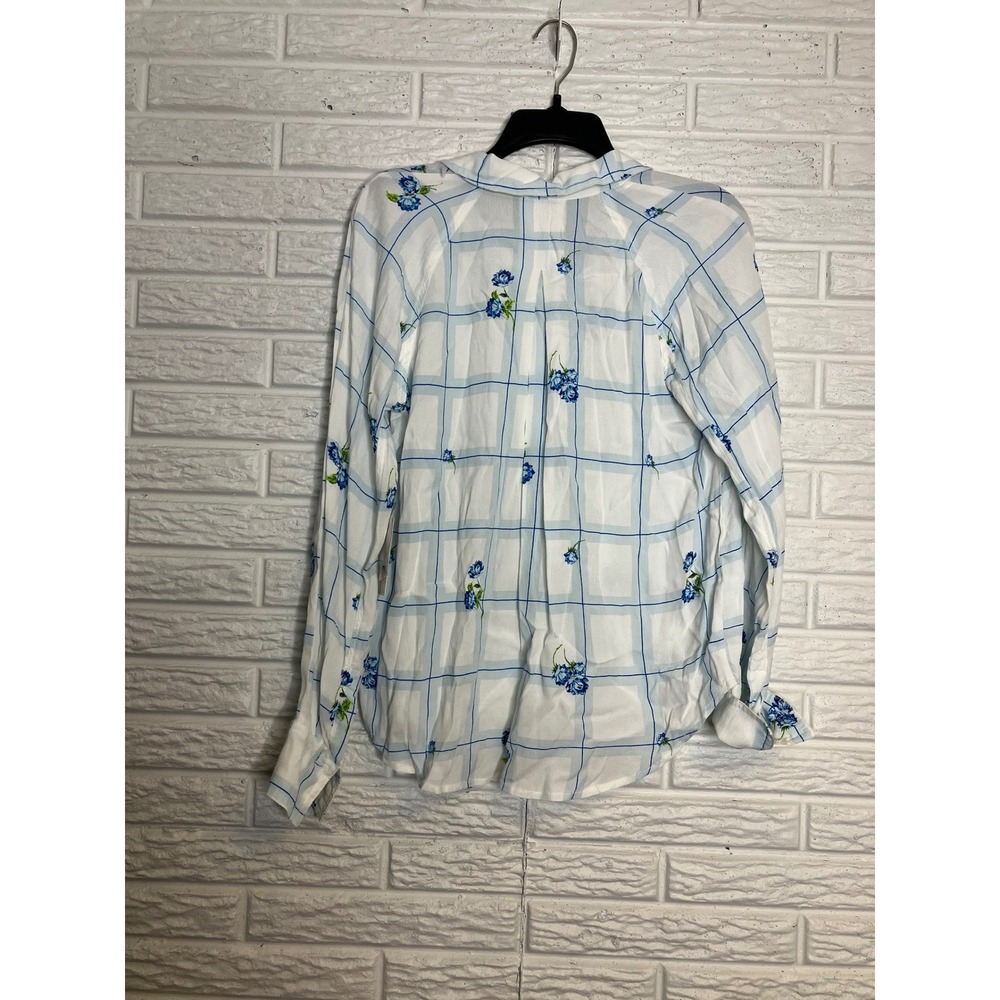 Free People window to my heart blue & white floral button down shirt Women's XS - Picture 11 of 11